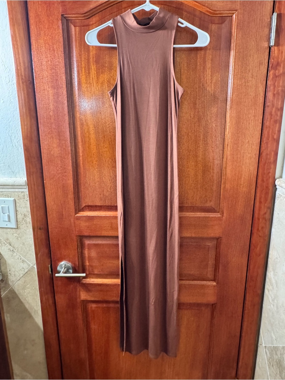 Forever 21 Brown Sleeveless Mock Neck Maxi Dress